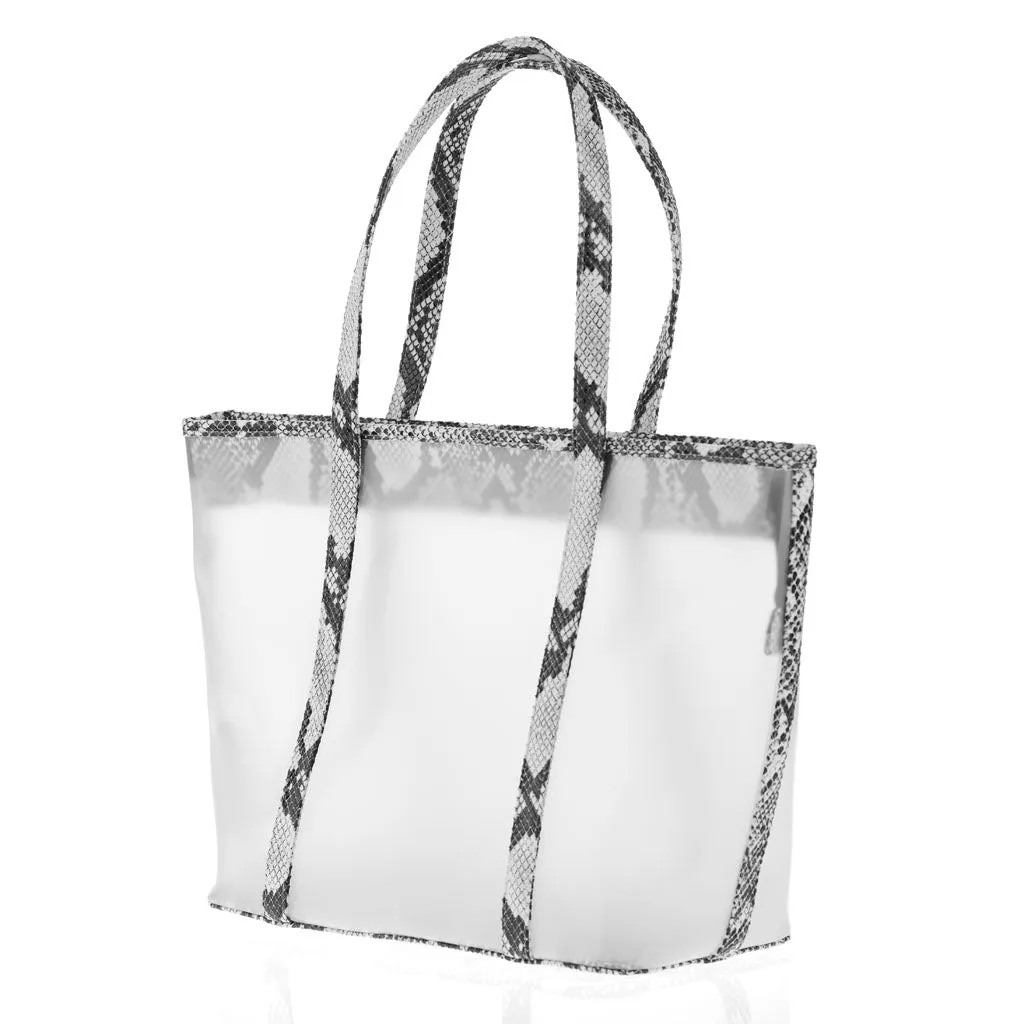 White Sand Faux-Python Derive Tote