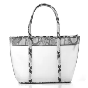 White Sand Faux-Python Derive Tote