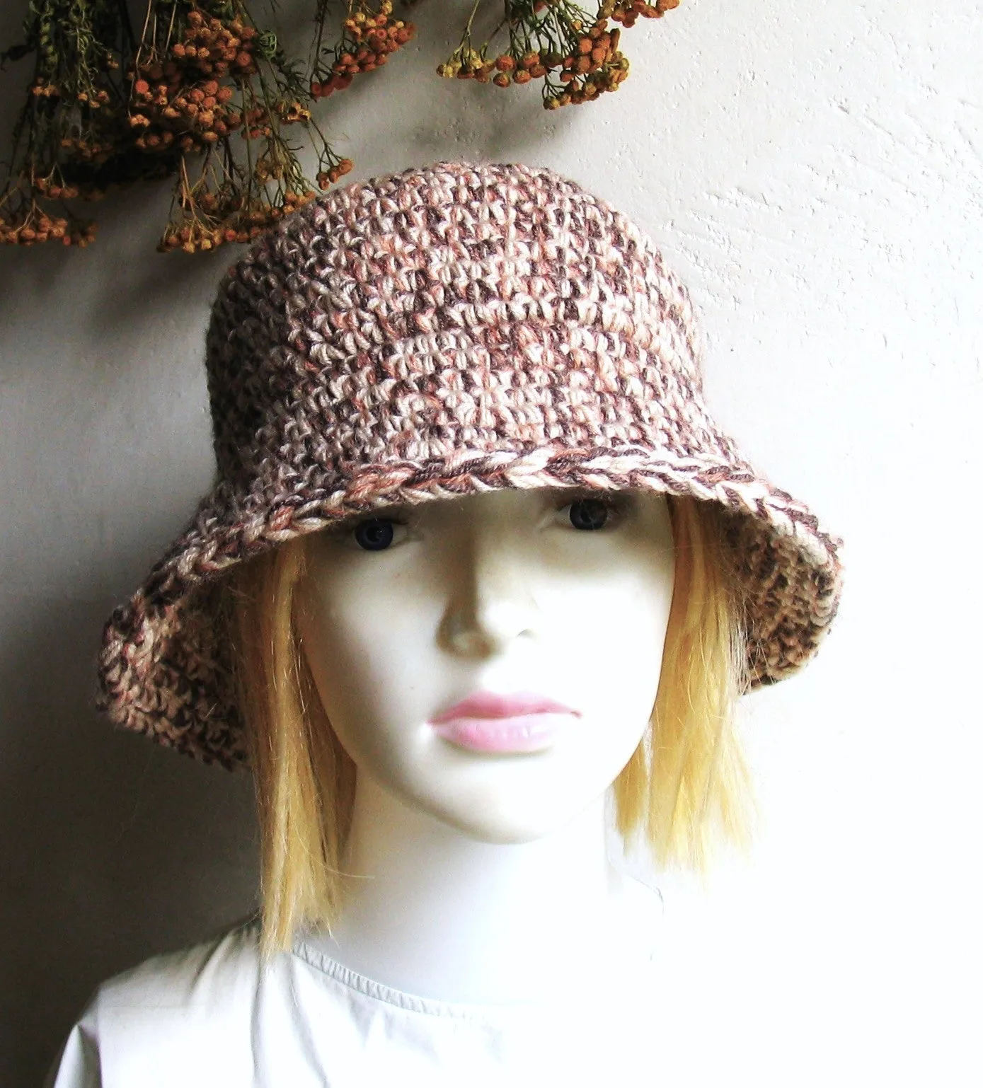 Winter Warm Hat Bucket Hat Thick Soft  Puffy Hathandmade Crochet Fall Accessories  Size S-XXL